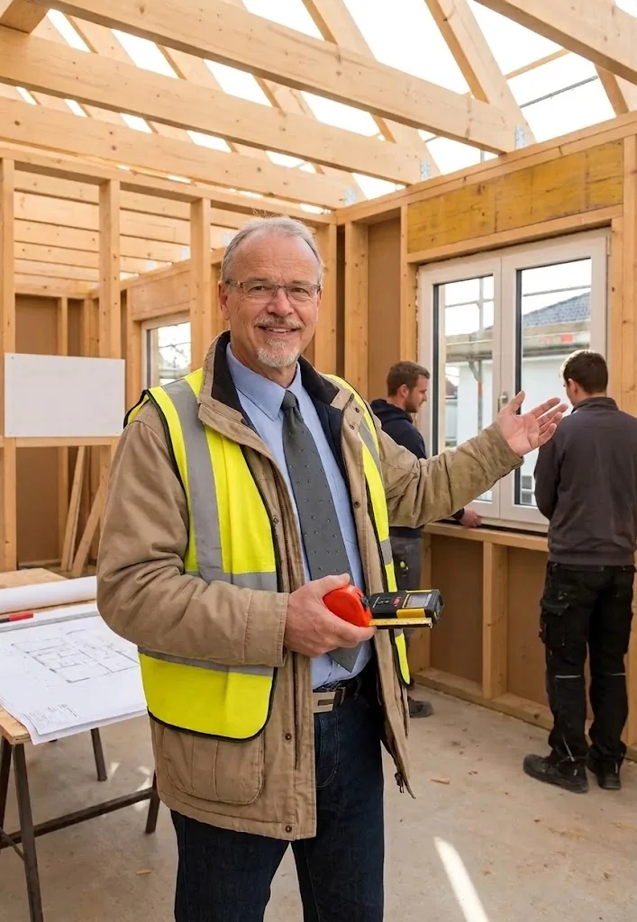 Andreas Trepping bei der Immobilienbewertung im Rohbau